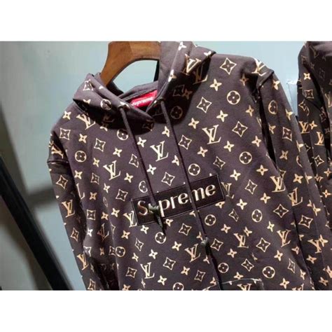 louis vuitton supreme brown hoodie